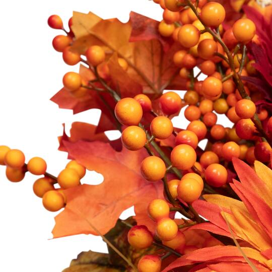 24" Leaves & Flowers Fall Harvest Wreath